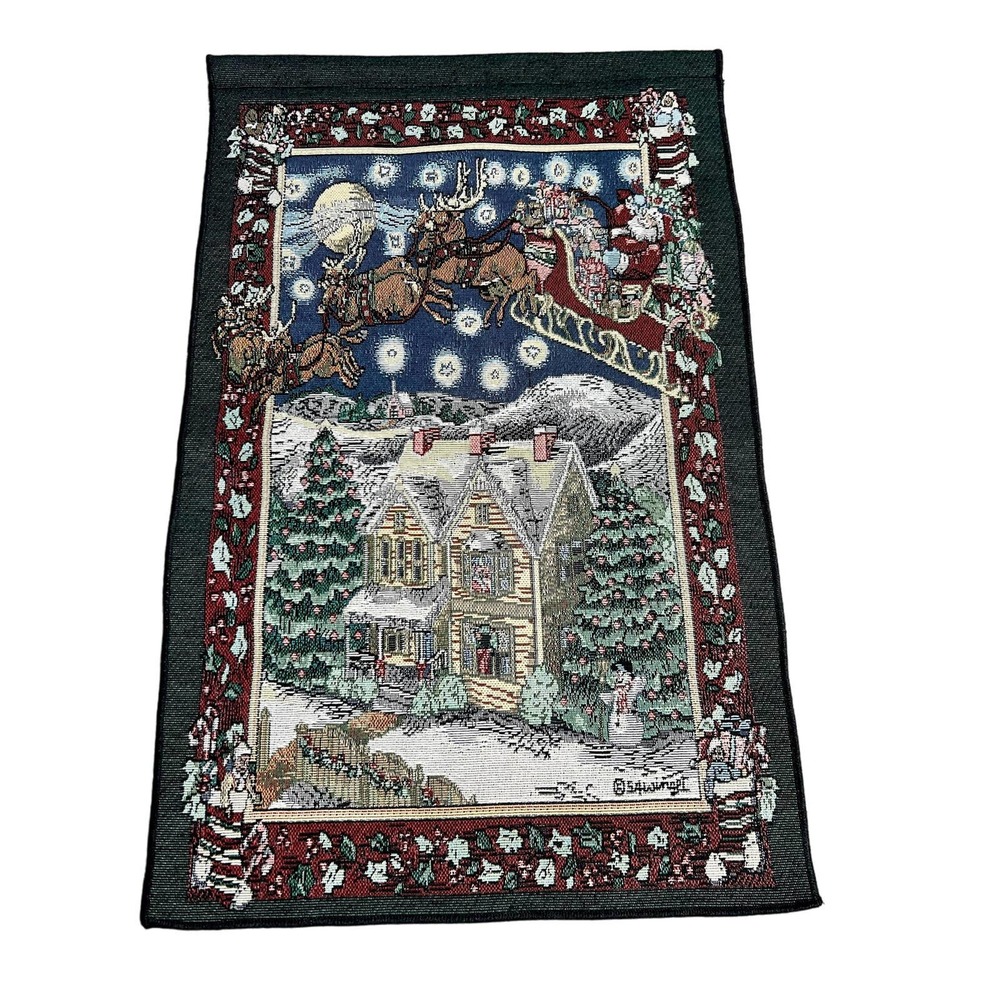 Vintage Susan Winget Embroidered Christmas Tapestry